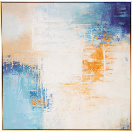 001 SI-2534672 | Primary Silo | Azure Handpainted & Abstract Oil Painting on Canvas - PXA-1015 by Pasargad Home in multi, blue. Made from canvas in a unique style.