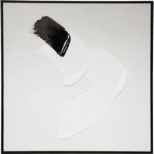 001 SI-2534689 | Primary Silo | Motions Handpainted & Minimalist Oil Painting on Canvas - PXA-1016 by Pasargad Home in white, black. Made from canvas in a unique style.