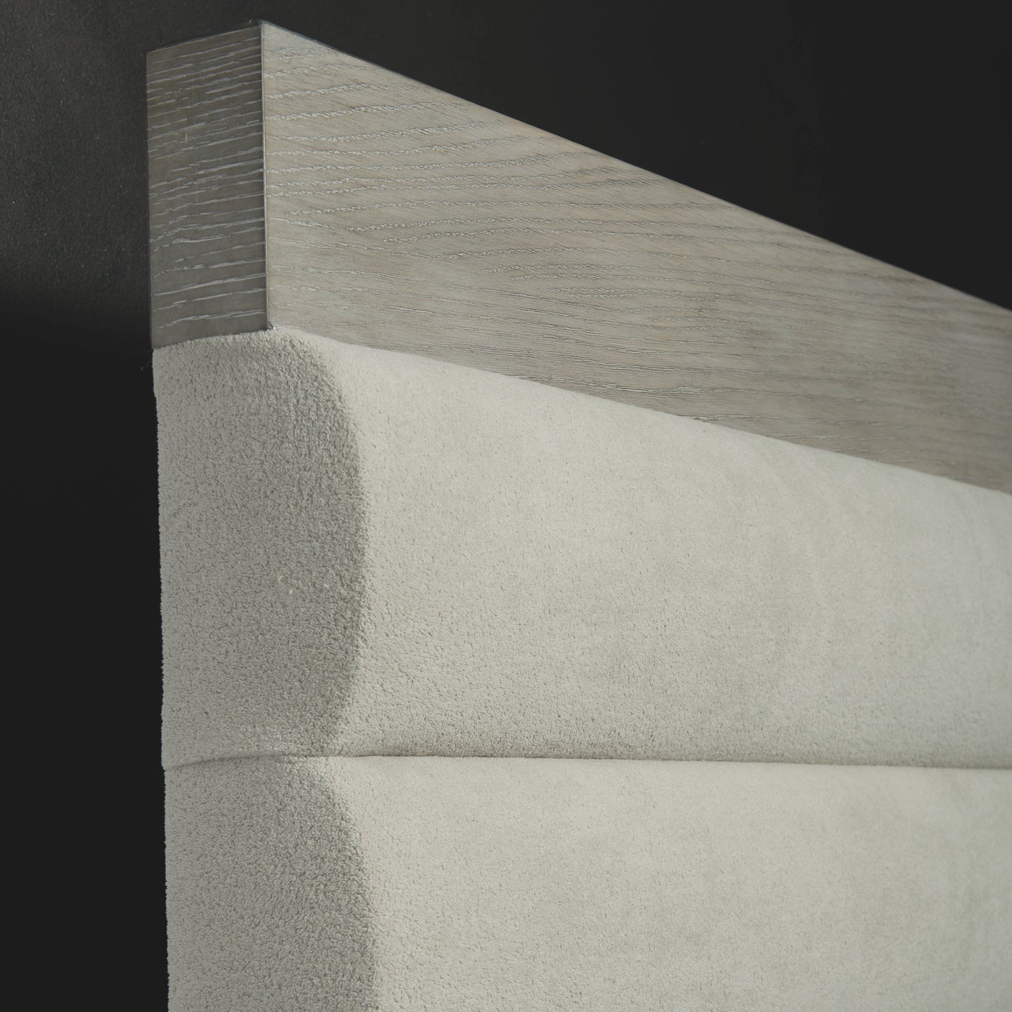 003 SI-1711418,SI-1711419 | Additional Silo | Linea Upholstered Channel Bed by Bernhardt in cerused greige. Made from white oak veneers, fabric in a unique style.
