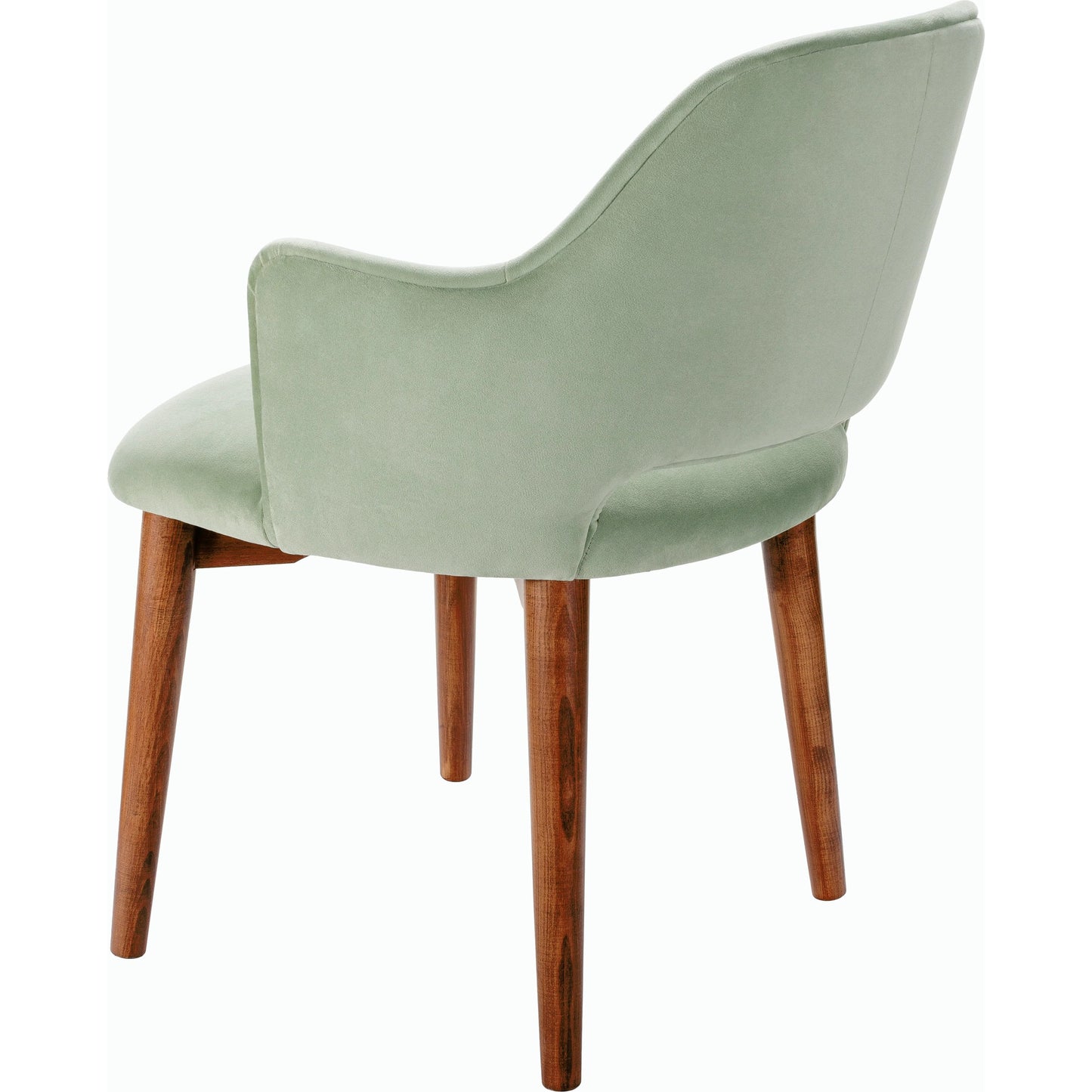 003 SI-2164461 | Closeup | Payette Dining Chair - 528579 by Surya in upholstery: seafoam, base: dark brown and stained. Made from polyester, rubber wood, polyurethane foam, dacron in a modern style.