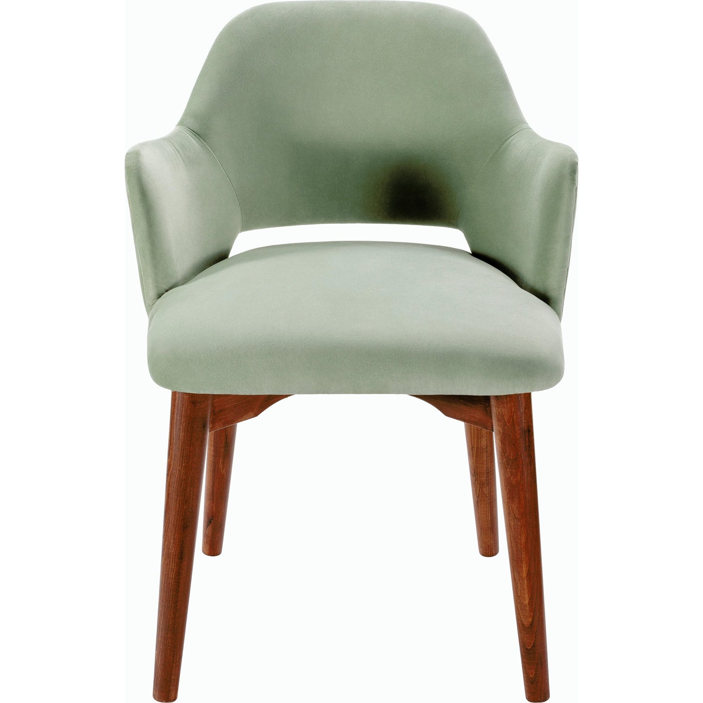 002 SI-2164461 | Closeup | Payette Dining Chair - 528579 by Surya in upholstery: seafoam, base: dark brown and stained. Made from polyester, rubber wood, polyurethane foam, dacron in a modern style.