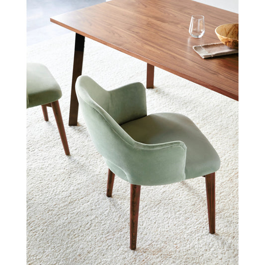 Payette Dining Chair - 528579 by Surya in seafoam, dark brown and stained. Made from polyester, rubber wood, polyurethane foam, dacron in a modern style.