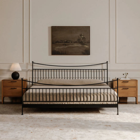 Monet Bed by Moe's Home Collection in black. Made from iron, acacia wood in a transitional style.