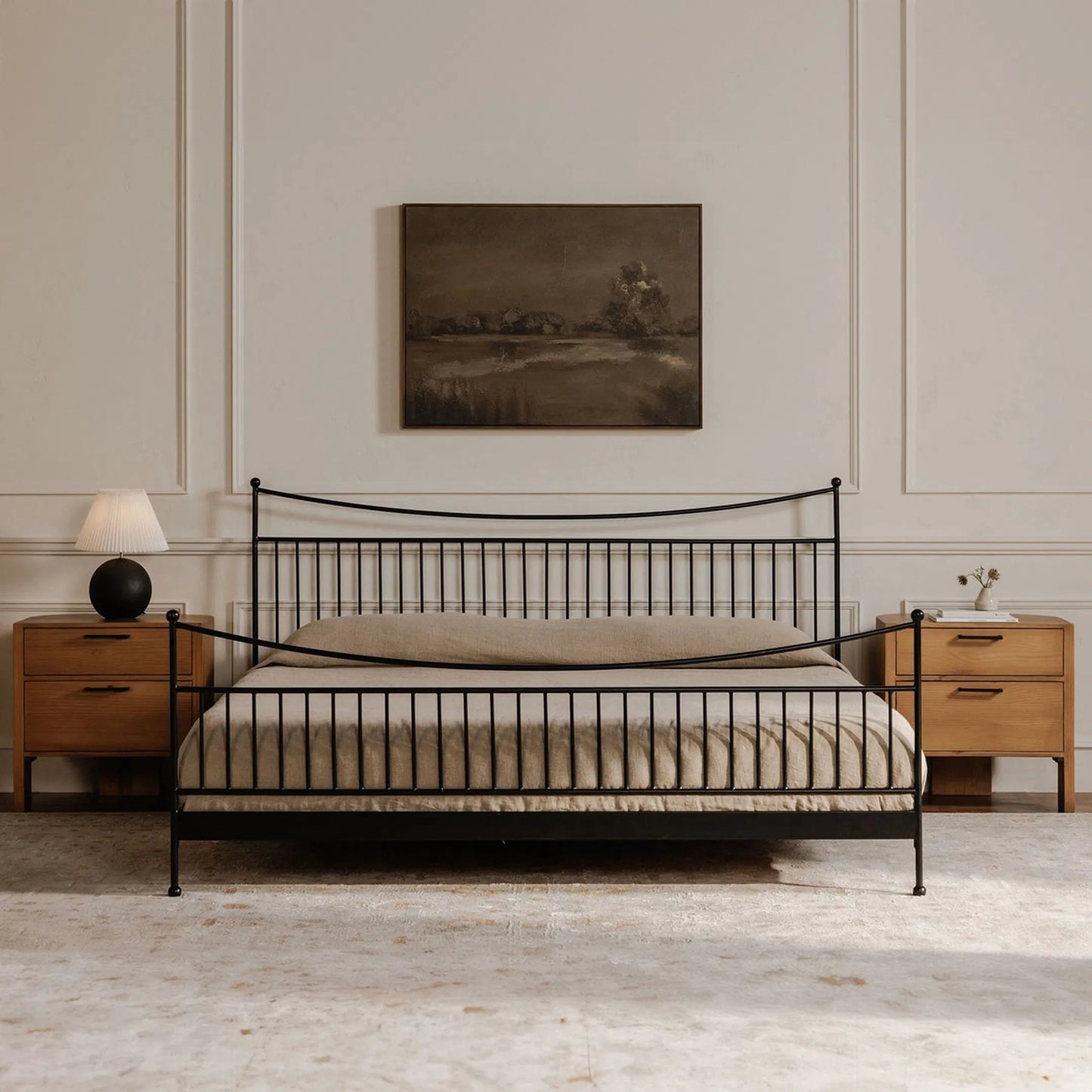 008 SI-2368213 | Lifestyle | Monet Bed by Moe's Home Collection in black. Made from iron, acacia wood in a transitional style.