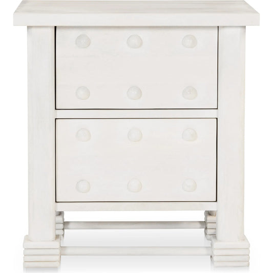 Clement Nightstand by Moe's Home Collection in whitewashed. Made from mango wood in a traditional style.