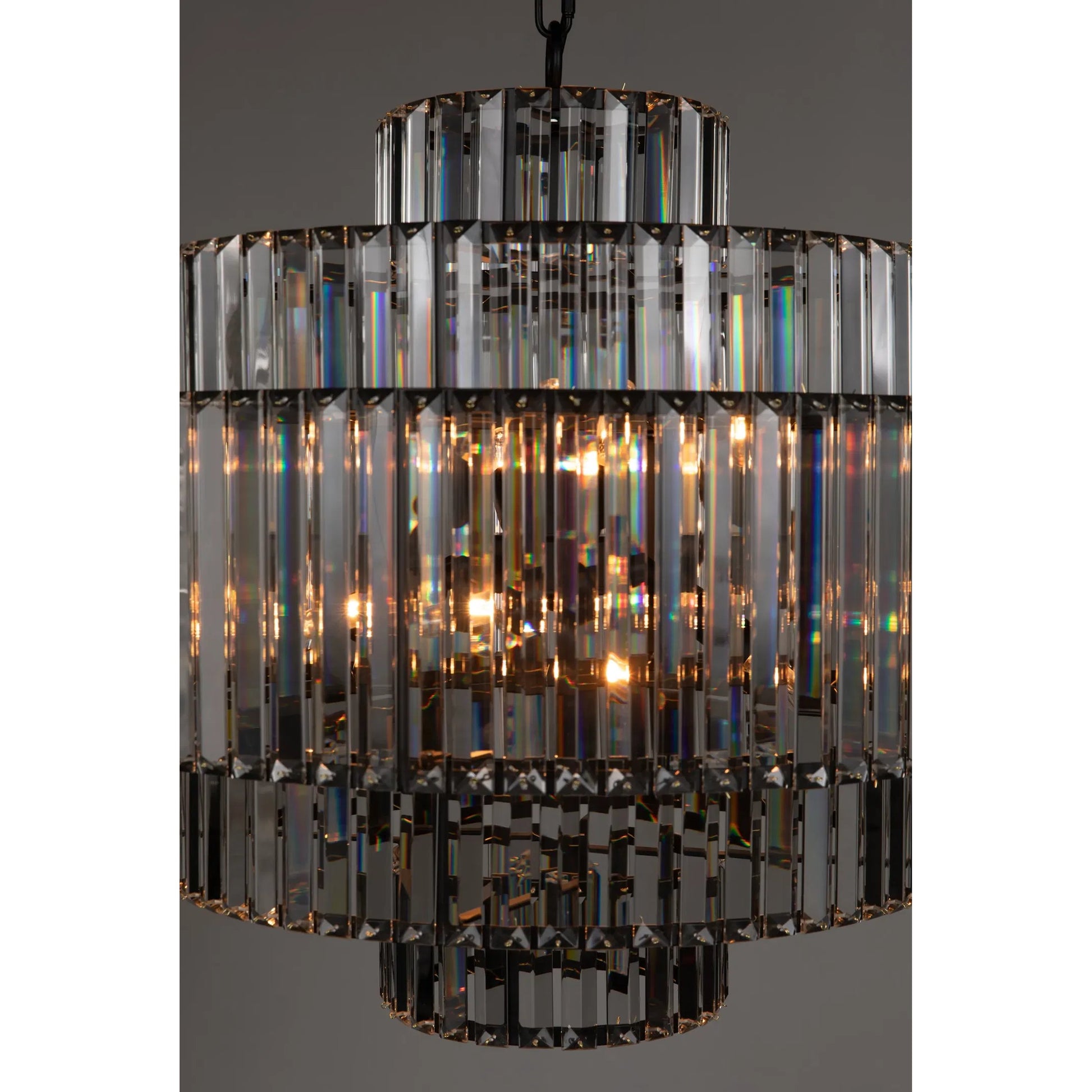 Axa Chandelier by Noir in matte black. Made from industrial steel and crystals in a unique style.