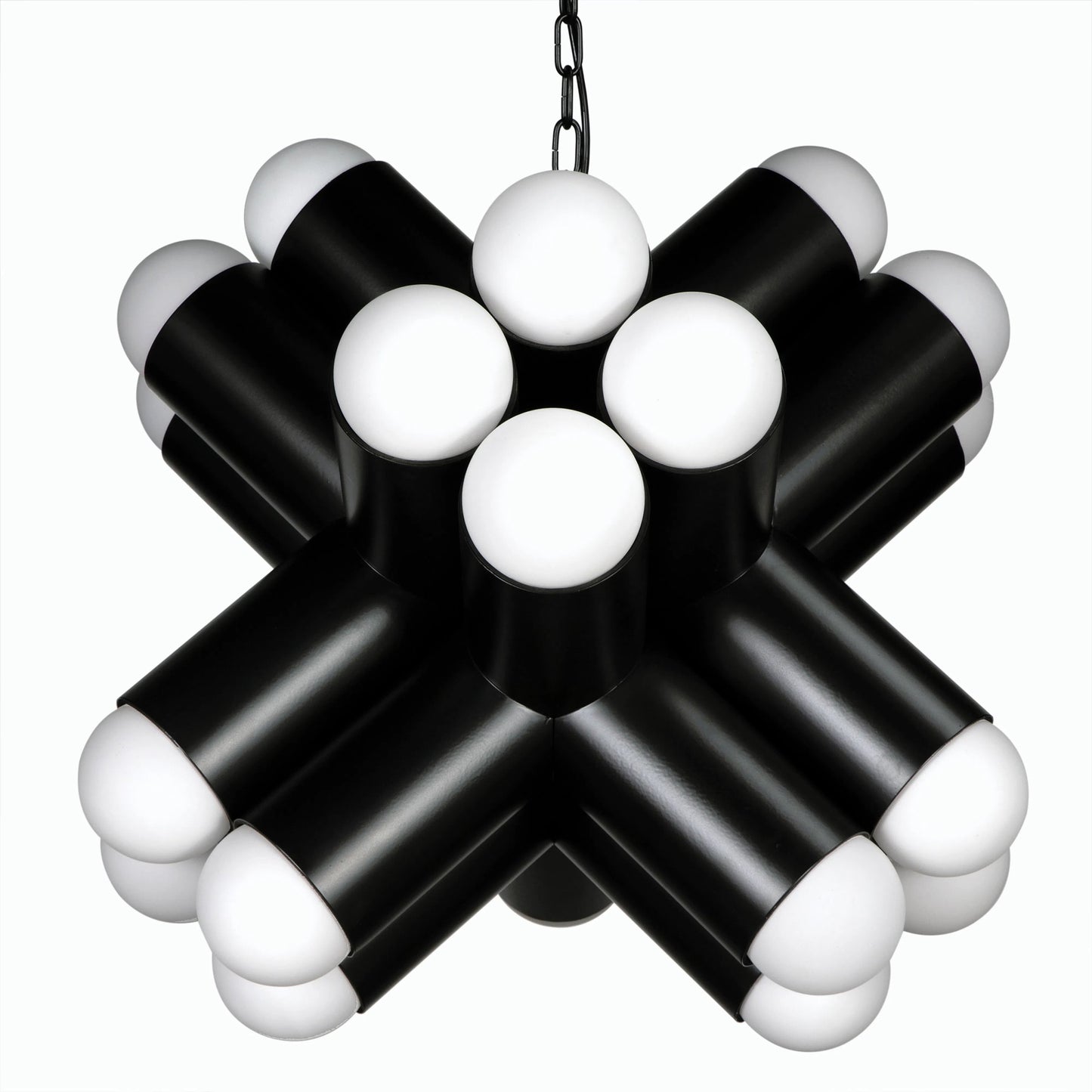 006 SI-2189461 | Unknown | Massimo Chandelier by Noir in matte black. Made from industrial steel and frosted globe in a modern style.