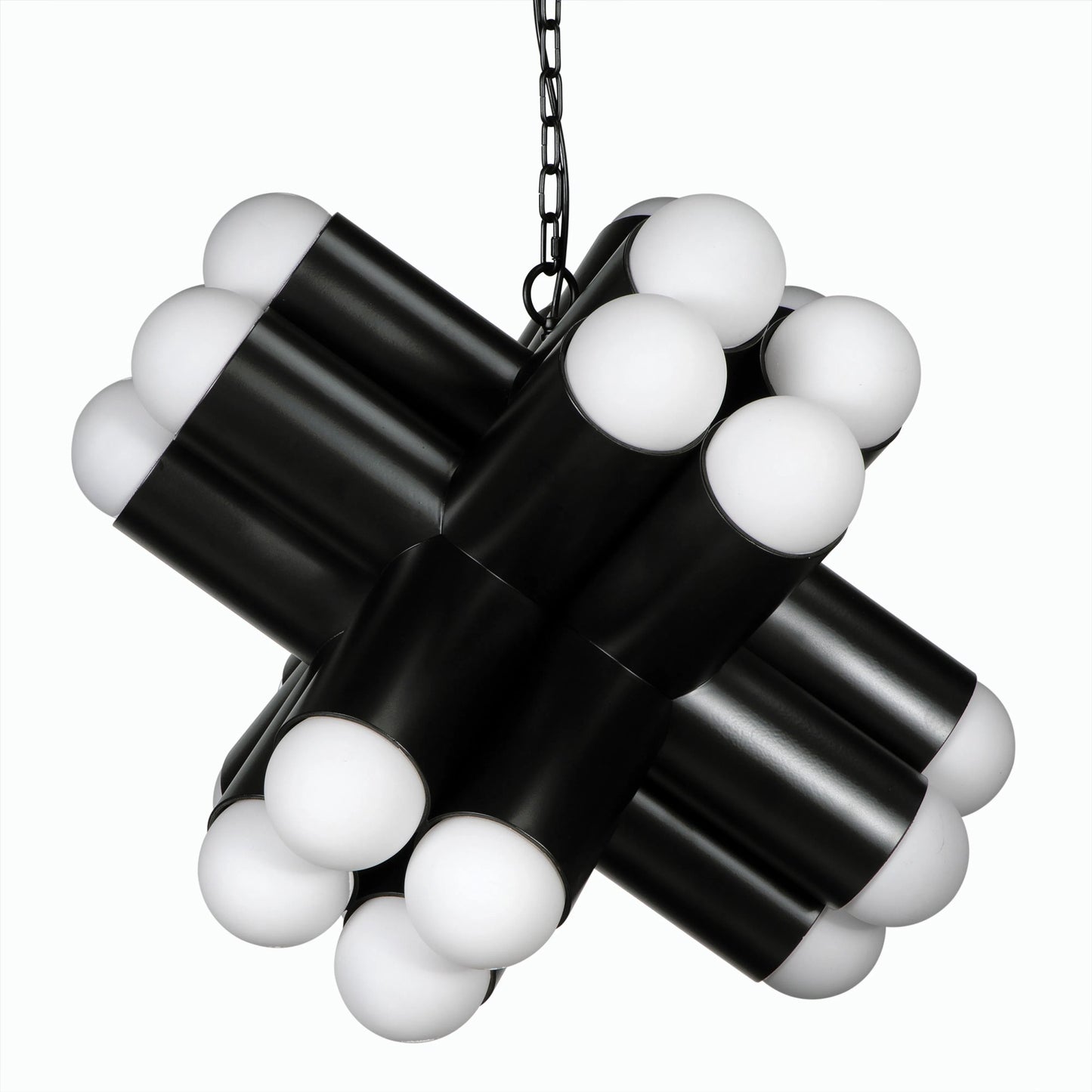 007 SI-2189461 | Unknown | Massimo Chandelier by Noir in matte black. Made from industrial steel and frosted globe in a modern style.