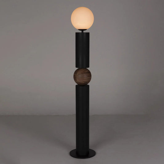 Max Floor Lamp by Noir in matte black. Made from industrial steel and frosted globe in a modern style.