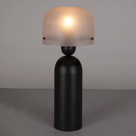 Emma Lamp by Noir in matte black. Made from industrial steel and frosted glass in a modern style.