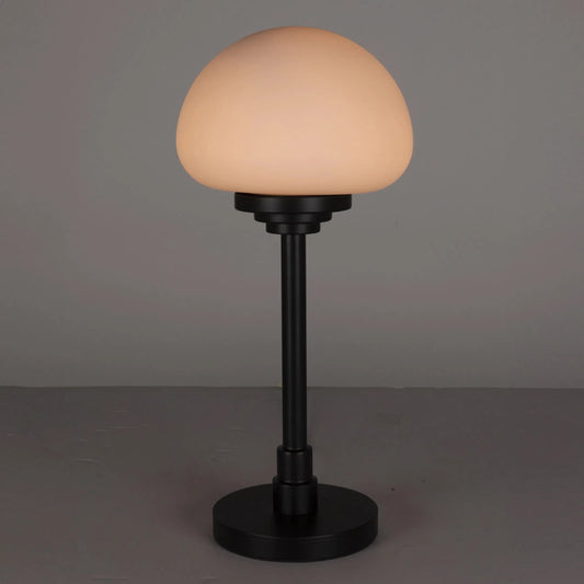 Charlotte Lamp by Noir in matte black. Made from industrial steel and frosted glass in a modern style.
