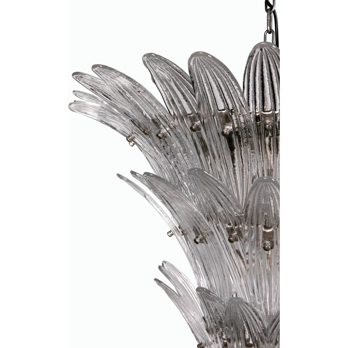 008 SI-2189441 | Unknown | Emperor Chandelier by Noir in antique silver. Made from industrial steel and textured glass in a modern style.