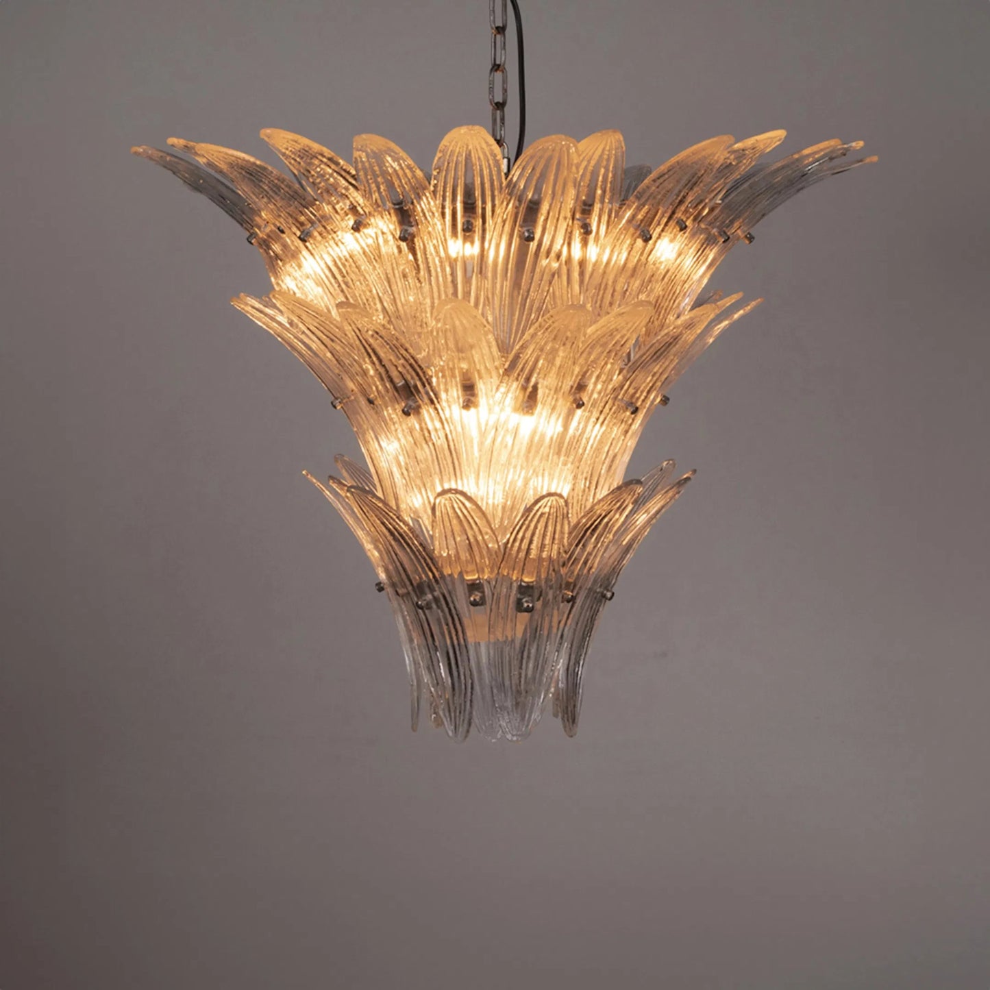 010 SI-2189441 | Unknown | Emperor Chandelier by Noir in antique silver. Made from industrial steel and textured glass in a modern style.