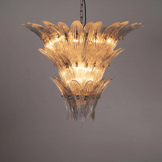 Emperor Chandelier by Noir in antique silver. Made from industrial steel and textured glass in a modern style.