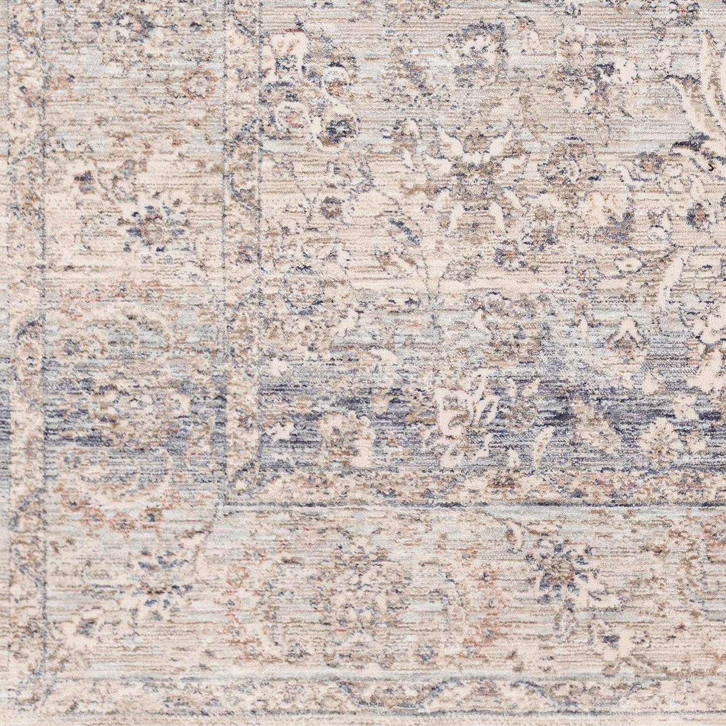 007 SI-1888062,SI-1888063,SI-1888064 | Closeup | Palazzo Rug - 24354 by Livabliss in navy, brown, denim, taupe, pale blue, rose. Made from 70% polyester, 30% viscose in a unique style.