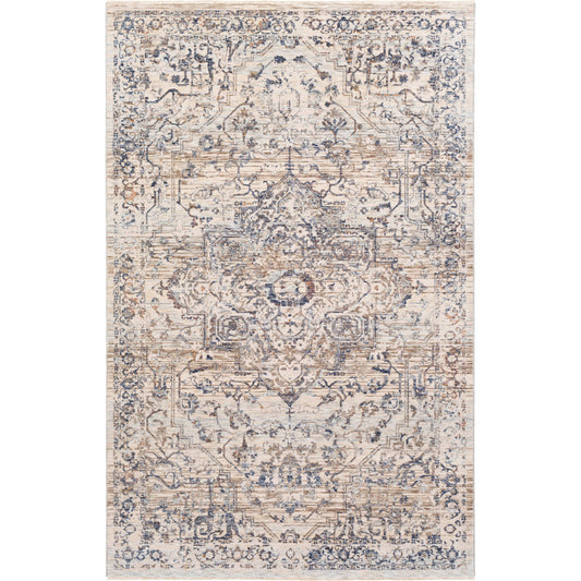 001 SI-1888077,SI-1888081 | Primary Silo | Palazzo Rug - 24438 by Livabliss in navy, denim, pale blue, brown, taupe, rose. Made from 70% polyester, 30% viscose in a unique style.