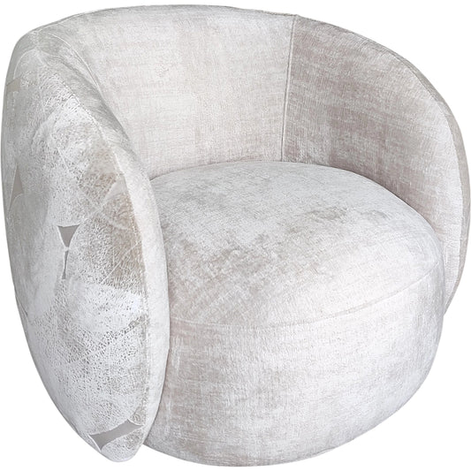 Napoli Modern Swivel Armchair by Pasargad Home in ivory. Made from polyester fabric in a modern style.