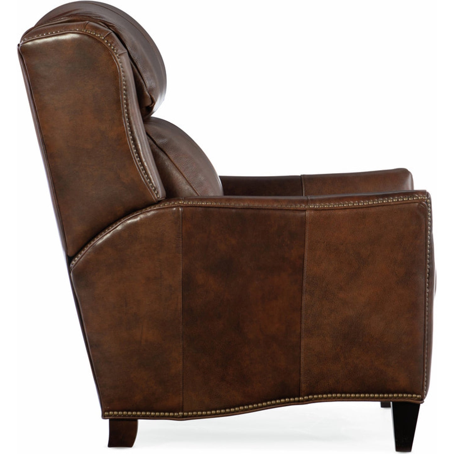 004 SI-1873127 | Additional Silo | Lancaster Recliner by Bradington-Young by Hooker Furniture in brown and plantation finish, natural brass nails. Made from 100% leather in a unique style.