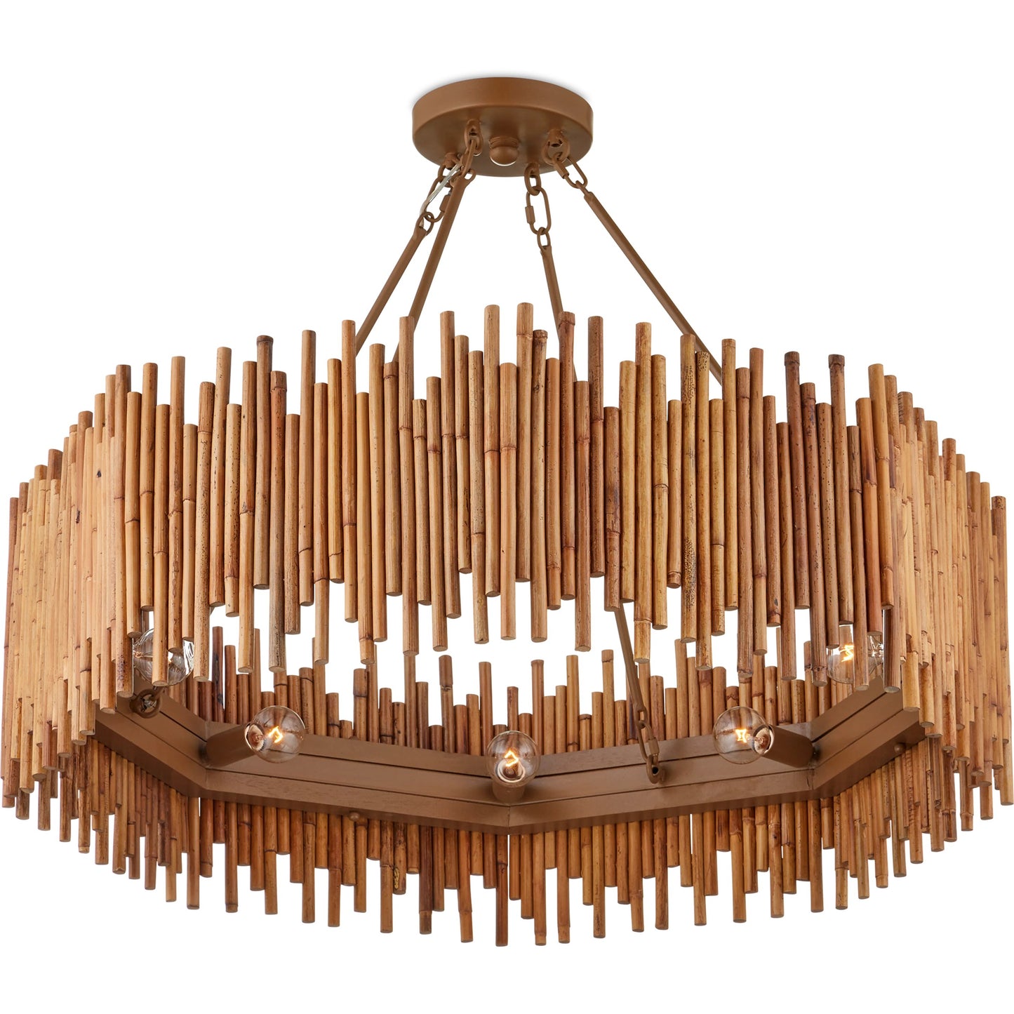 006 SI-2191856 | Additional Silo | Teahouse Chandelier by Currey and Company in natural, khaki. Made from rattan, wrought iron in a modern style.