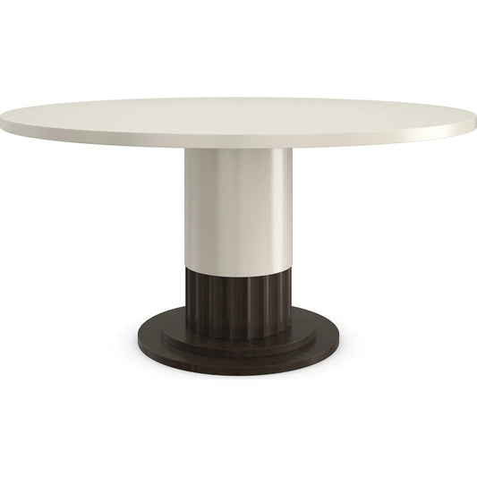 Dorian Dining Table by Caracole in ivory and ivory, otter. Made from poplar, dyed tupelo in a modern style.