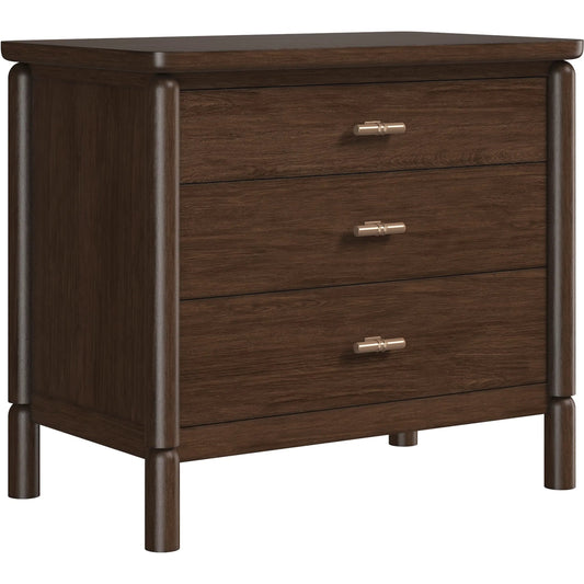 001 SI-2514202 | Primary Silo | Verge 3 Drawer Nightstand by A.R.T. Furniture in handcrated walnut. Made from poplar solids, flat cut walnut veneers in a traditional style.
