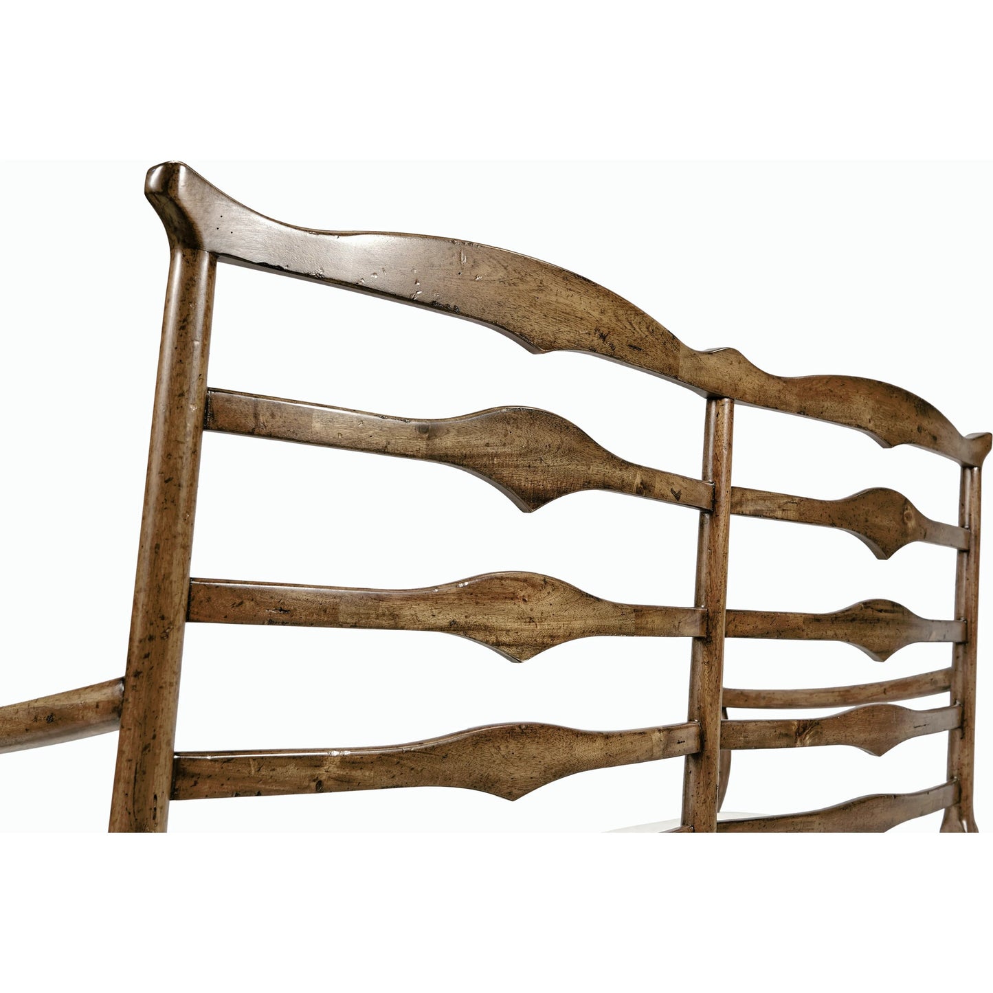 009 SI-1991030 | Closeup | Casual Accents Medium Driftwood Ladderback Bench, Uph by Jonathan Charles. Made from acacia in a cottage & farmhouse style.