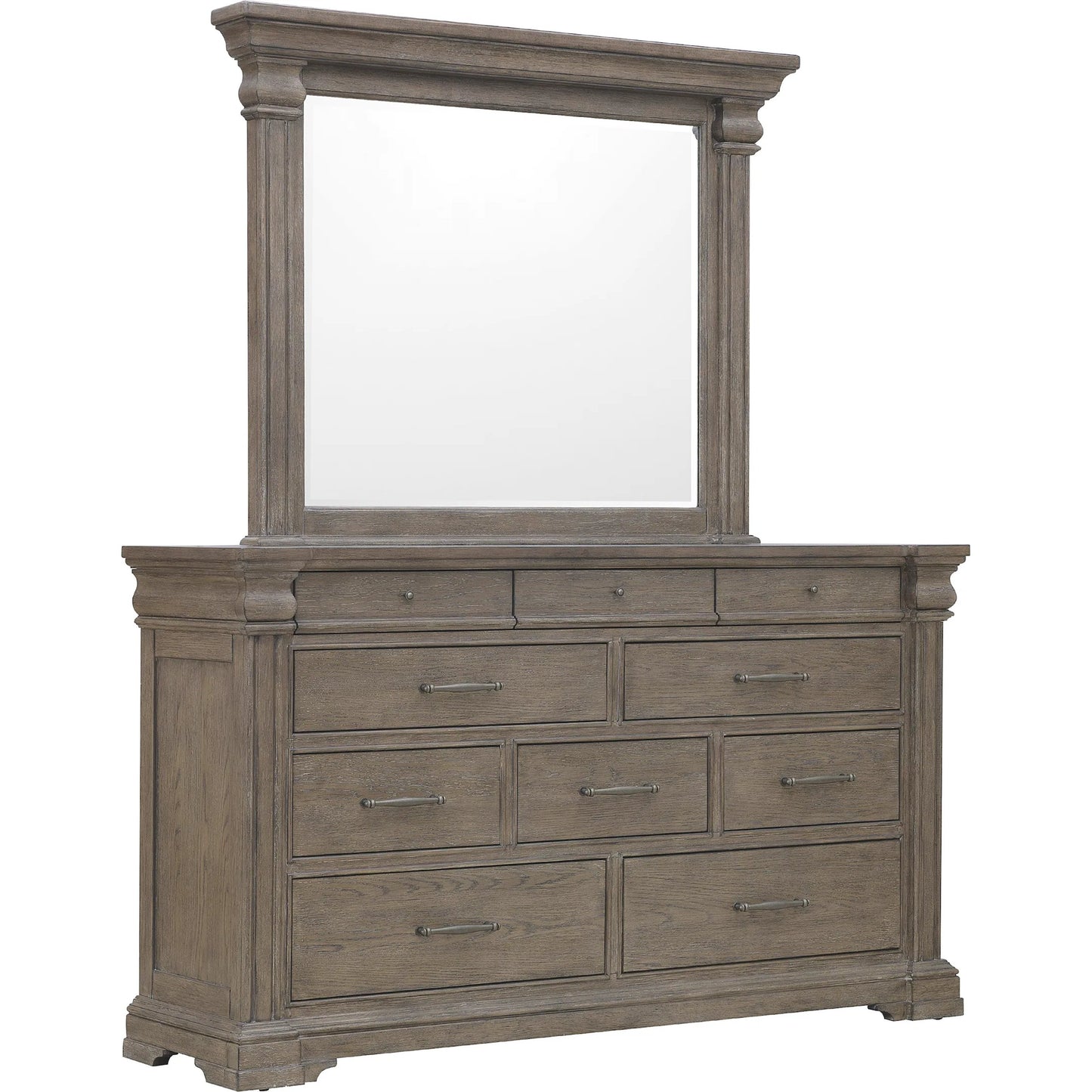 002 SI-2383581 | Additional Silo | Madison Ridge Dresser Mirror by Pulaski Furniture in natural bark. Made from flat-cut white oak wood veneers in a unique style.