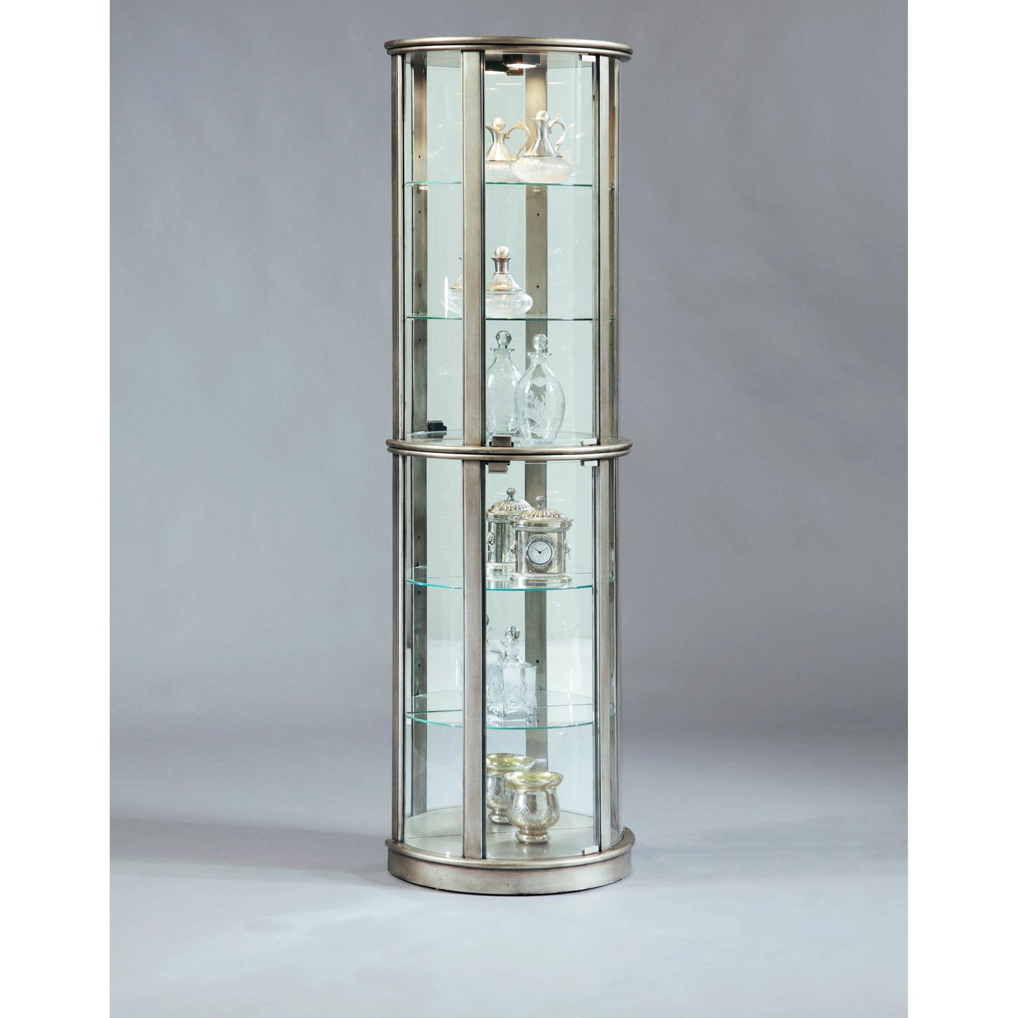 002 SI-2155571 | Lifestyle | Glass Door Curio by Pulaski Furniture in platinum. Made from select hardwoods in a modern style.