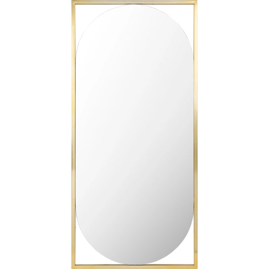 001 SI-1948559 | Primary Silo | Qayanat 75" Mirror by Surya in gold and electroplated. Made from frame: metal, substrate: manufactured wood in a modern style.