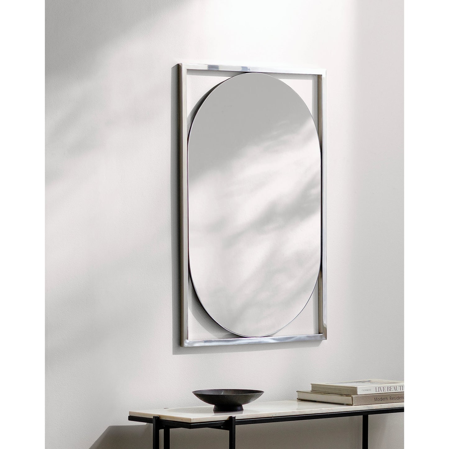 003 SI-1948560 | Lifestyle | Qayanat 36" Mirror by Surya in metallic silver. Made from frame: metal, substrate: manufactured wood in a modern style.