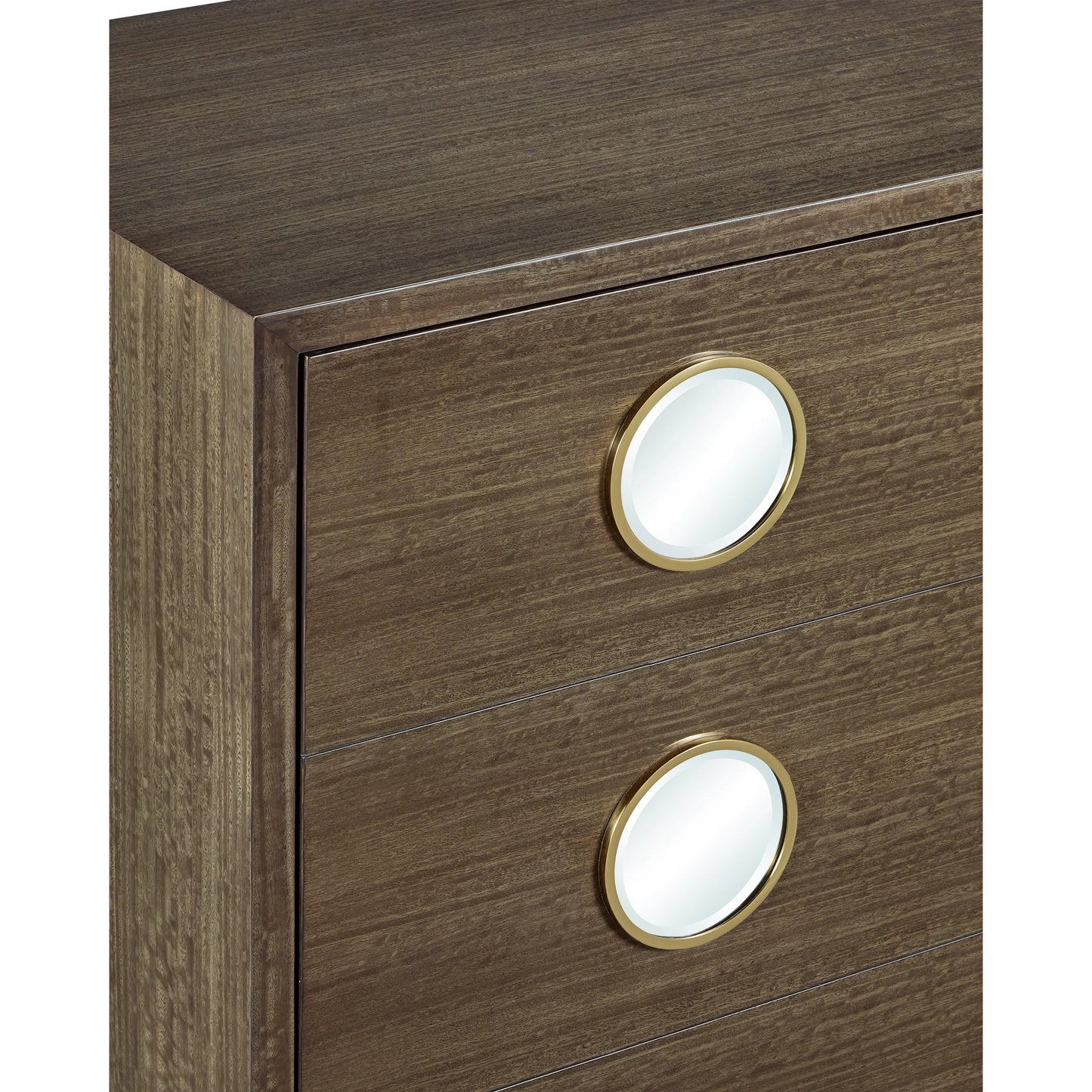 005 SI-2191691 | Additional Silo | Colette Cabinet by Currey and Company in tawny brown, polished brass, mirror. Made from figured eucalyptus, stainless steel, glass in a modern style.