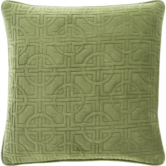 Quilted Cotton Velvet Pillow - 24111 by Surya in green. Made from 100% cotton in a transitional style.