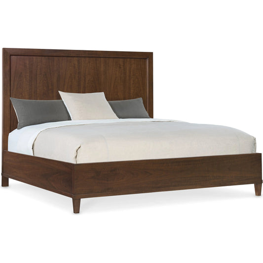 001 SI-2353940,SI-2353941,SI-2353942 | Primary Silo | Archives Panel Bed by Hooker Furniture in dark wood and classic walnut. Made from figured cathedral walnut veneers in a traditional style.