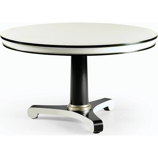 Reimagined Dipole Biedermeier Dining Table by Jonathan Charles in lacquered black. Made from acacia in a modern style.