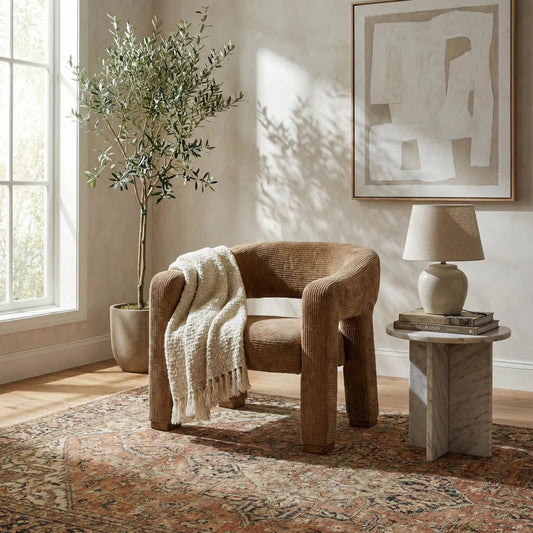 Quinn Club Chair by LH Imports in chai. Made from 100% polyster fabric, solid rubberwood legs, 40,000 rub count in a traditional style.