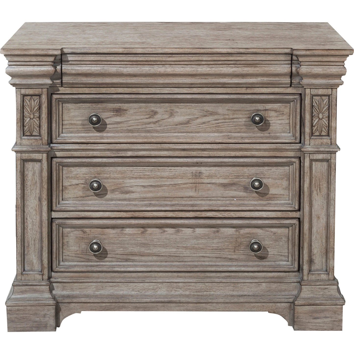 001 SI-2155590 | Primary Silo | Kingsbury Bachelor's Chest by Pulaski Furniture in french grey. Made from oak veneers, hardwood solids in a traditional style.