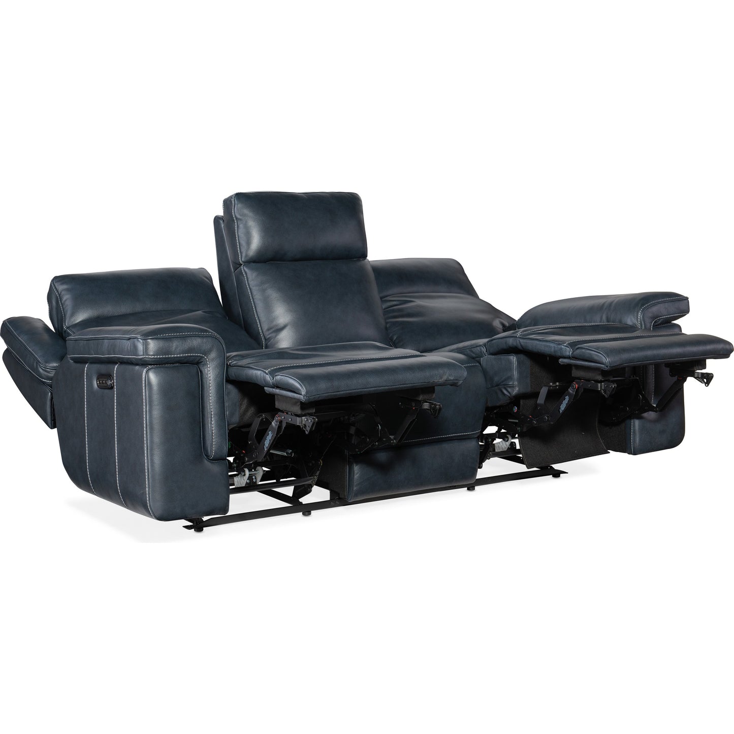 005 SI-1873171 | Additional Silo | Montel Lay Flat Power Sofa by Hooker Furniture in cosmos cobalt. Made from leather in a traditional style.