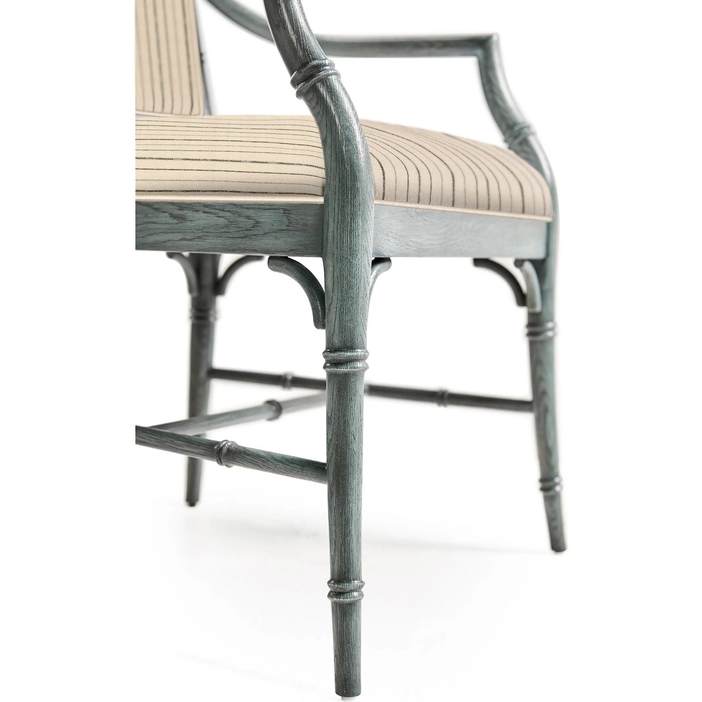 006 SI-2252692 | Closeup | Baronial Dining Side Chair by Jonathan Charles in blue and blue faded oak. Made from oak, fabric in a traditional style.