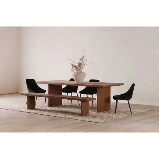 Koshi Dining Table by Moe's Home Collection in sandblasted amber oak. Made from solid oak in a modern style.