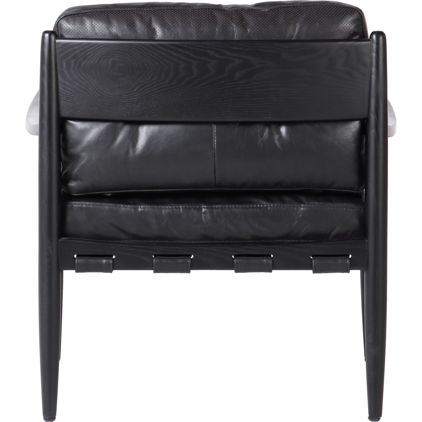 003 SI-1717400 | Additional Silo | Turner Chair by Moe's Home Collection in black. Made from ash wood frame, top-grain buffalo leather, foam cushion with a feather wrap in a modern style.