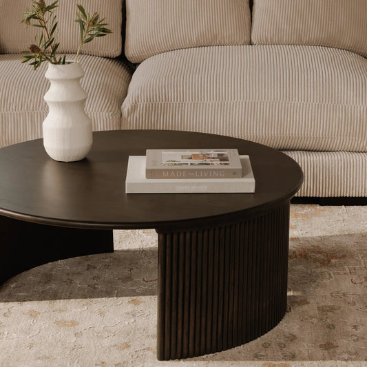 Penny Coffee Table by Moe's Home Collection in brown and brown oak. Made from solid oak tabletop, oak veneer over plywood base in a traditional style.