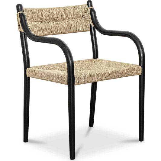 Kenny Dining Chair by Moe's Home Collection in black and black - md-1212c. Made from rubber wood, paper rope in a rustic style.