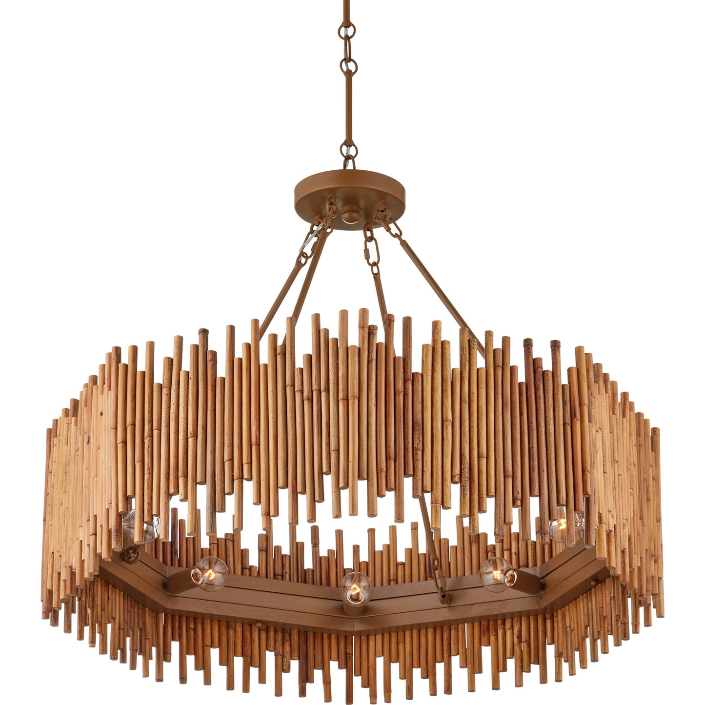 005 SI-2191856 | Additional Silo | Teahouse Chandelier by Currey and Company in natural, khaki. Made from rattan, wrought iron in a modern style.