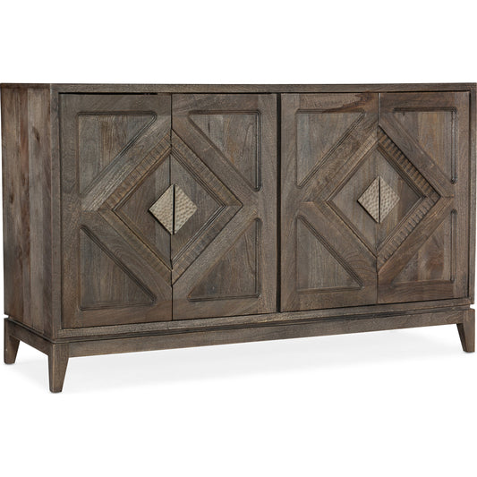 001 SI-1873073 | Additional Silo | Commerce & Market Carved Chest by Hooker Furniture in medium wood. Made from mango wood, iron in a rustic style.