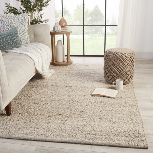 Quiet Time QTM03 Rug by Jaipur Living in taupe, gray. Made from 90% wool 10% jute in a unique style.
