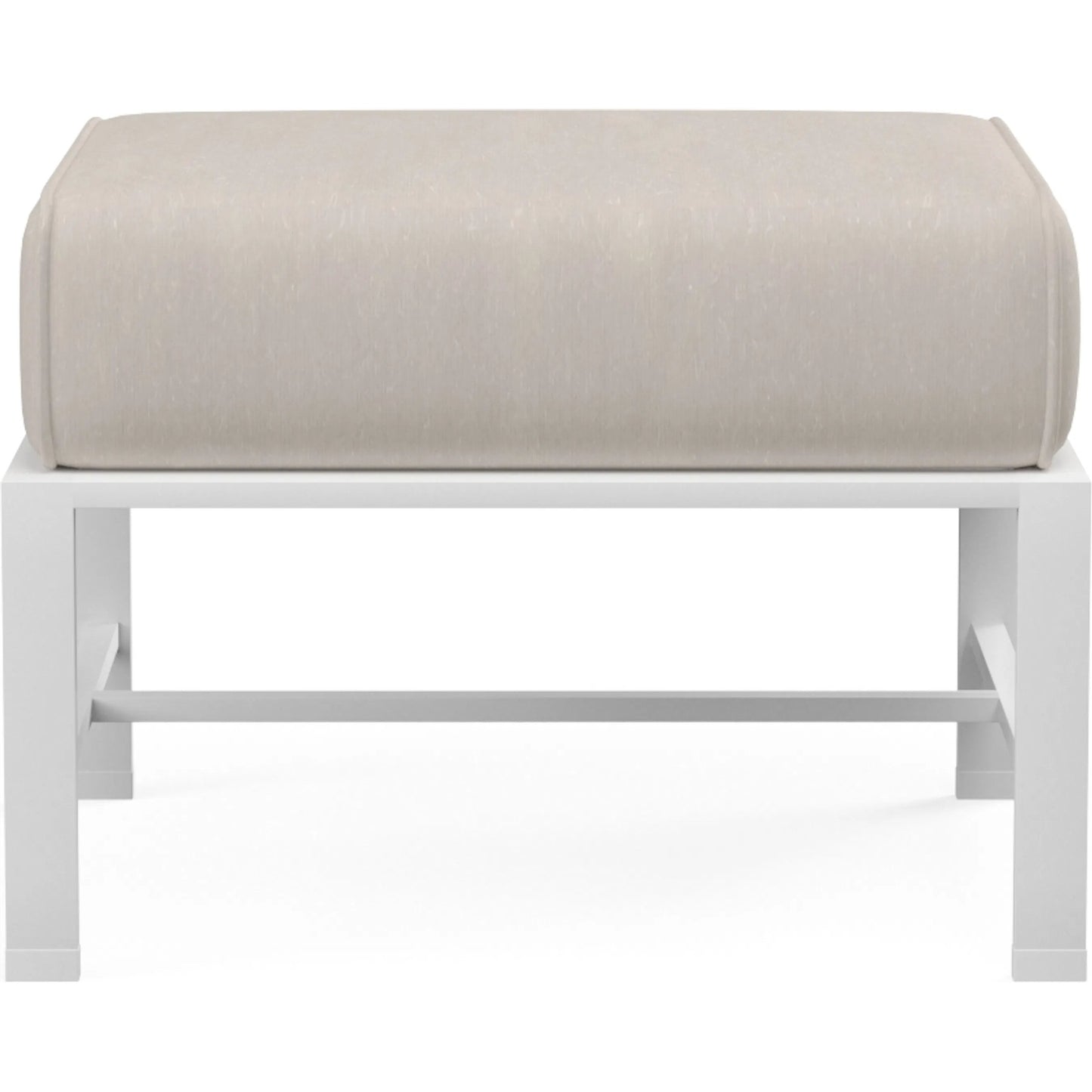 002 SI-2167202 | Additional Silo | Bristol Outdoor Ottoman in Canvas Flax w/ Self Welt by Sunset West in white. Made from aluminum in a modern style.