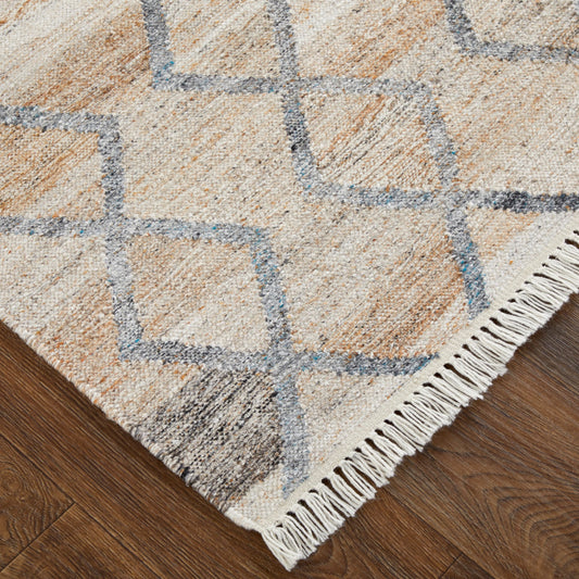 Beckett Transitional Trellis & Lattice Rug - 0771F by Feizy in gray, ivory, tan. Made from 100% pet yarn in a unique style.