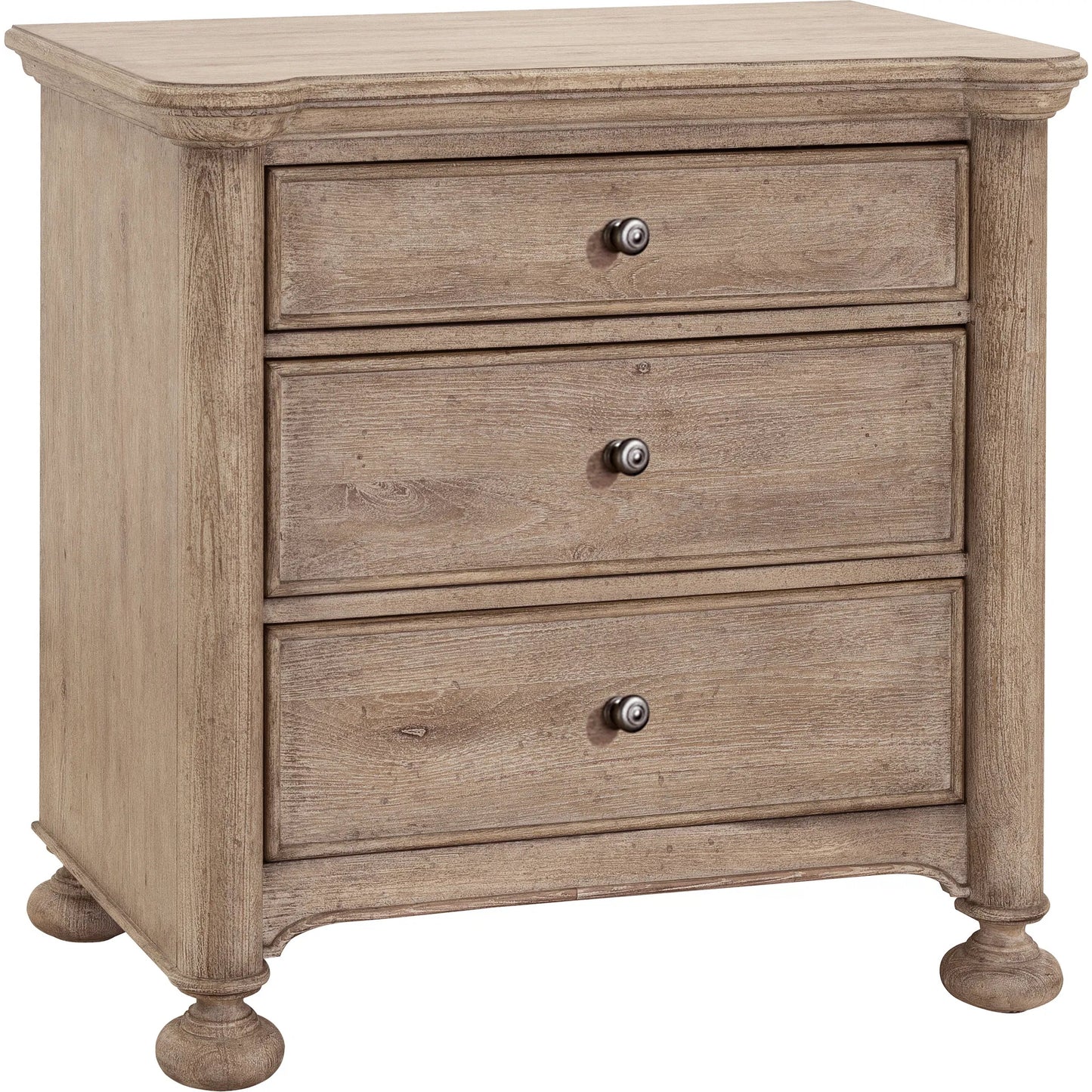 001 SI-2222963 | Primary Silo | Higgins Street 3-Drawer Nightstand with USB-C ports by Pulaski Furniture in brown and woodland stone. Made from unique in a unique style.