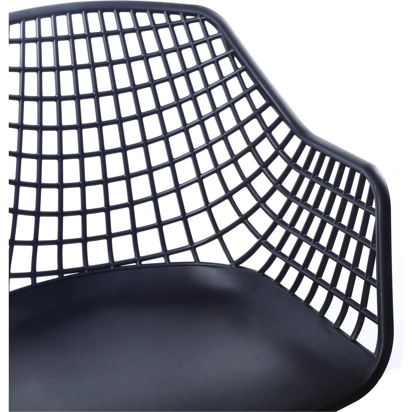 018 SR-858367 | Closeup | Honolulu Chair (Set of 2) by Moe's Home Collection in black. Made from polypropylene, powder-coated steel legs in a modern style.