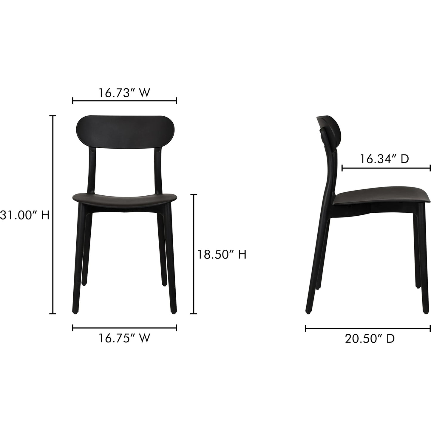 019 SI-2368127 | Lifestyle | Kent Outdoor Dining Chair (Set of 2) by Moe's Home Collection. Made from polypropylene in a unique style.